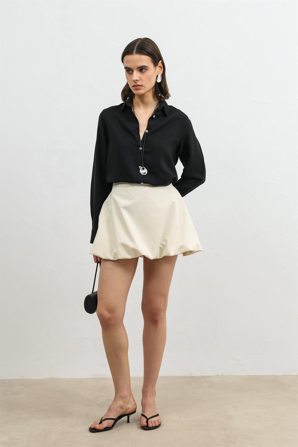 قميص نسائي مخطط مع منديل من 100% ليوسيل