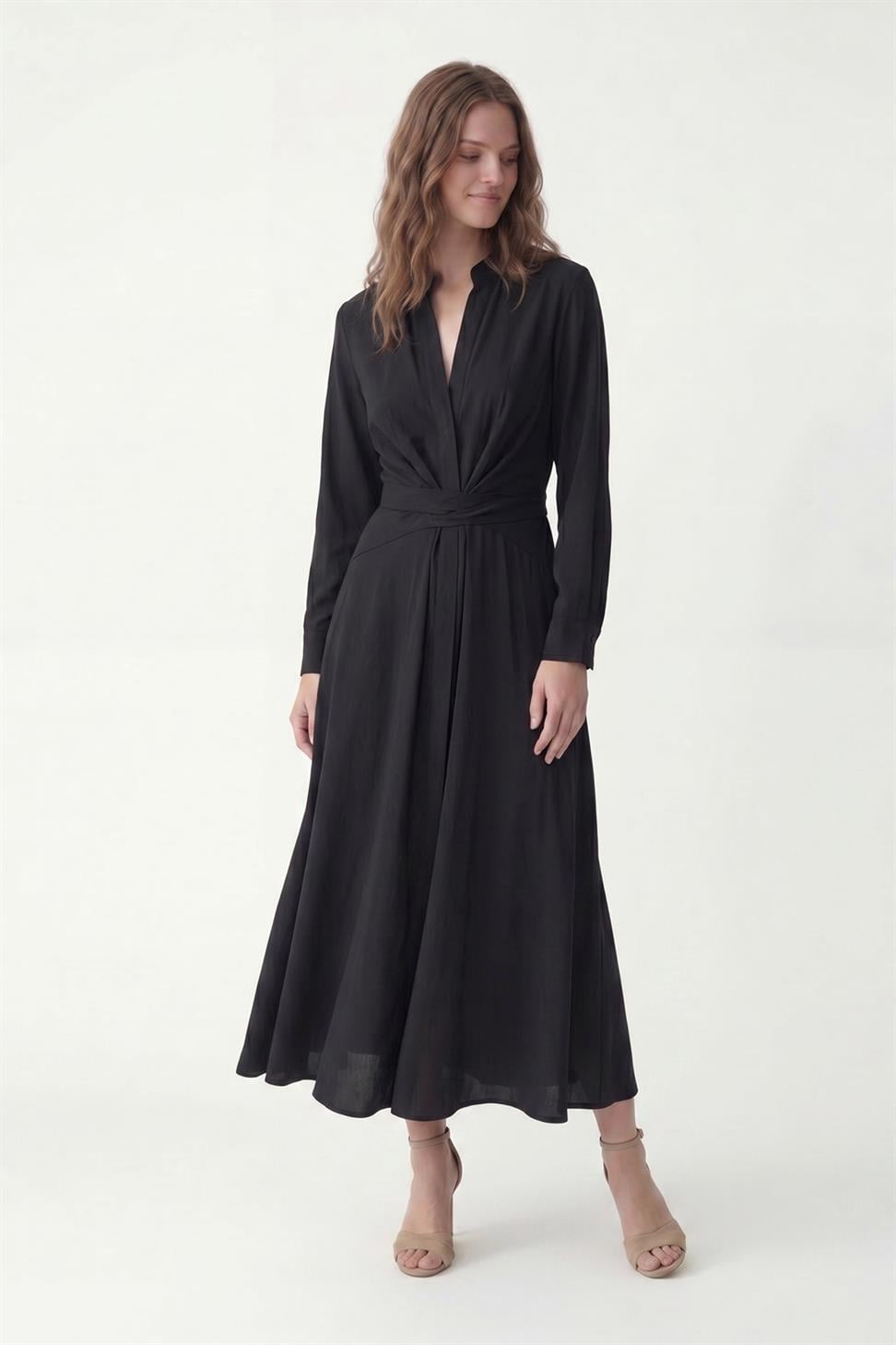 فستان نسائي بحزام من 100% ليوسيل