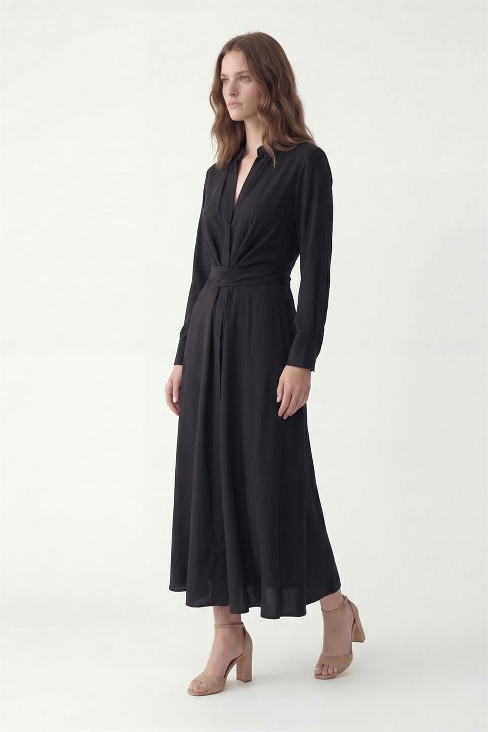 فستان نسائي بحزام من 100% ليوسيل