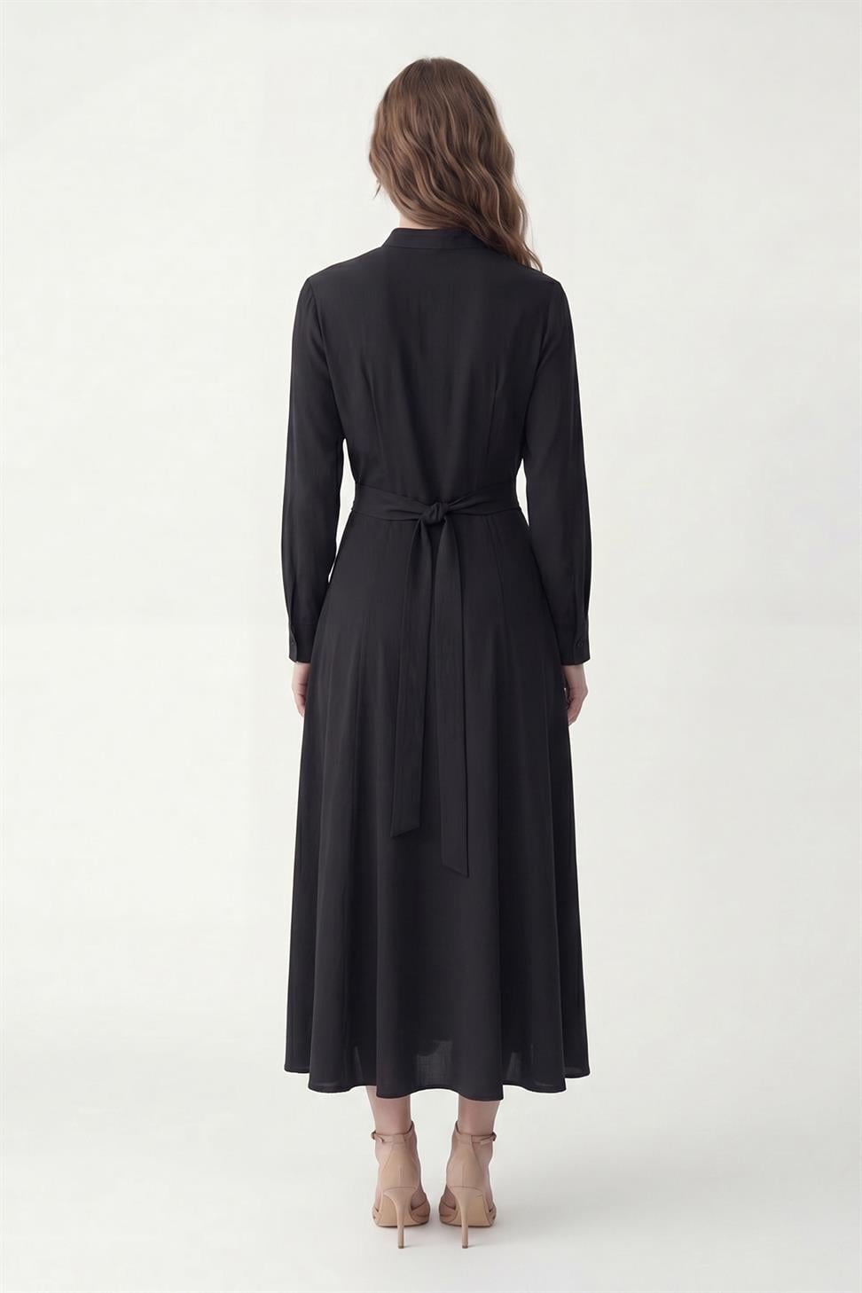 فستان نسائي بحزام من 100% ليوسيل