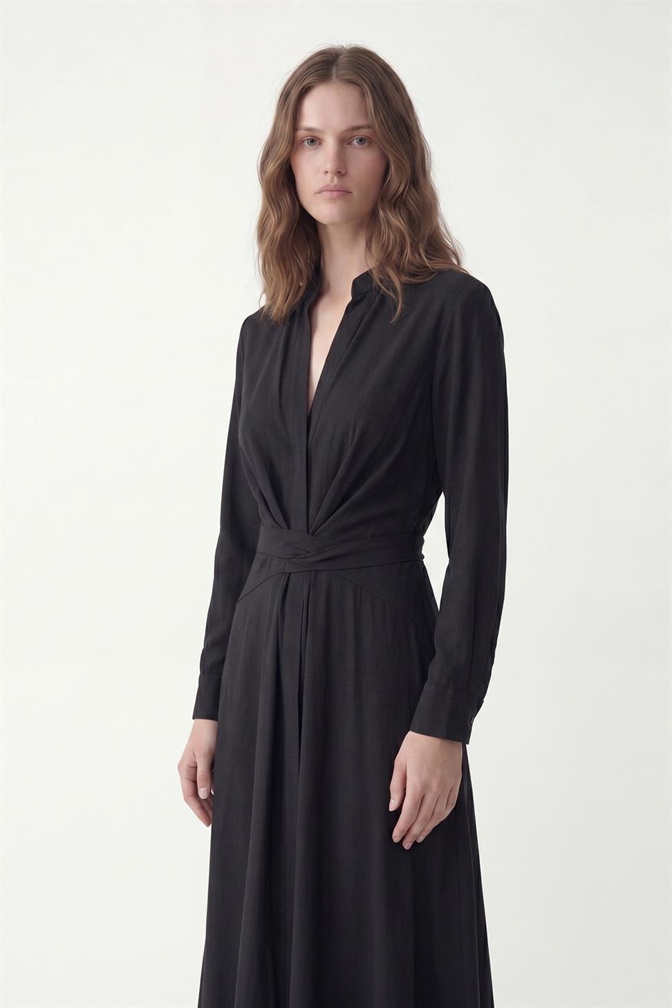 فستان نسائي بحزام من 100% ليوسيل