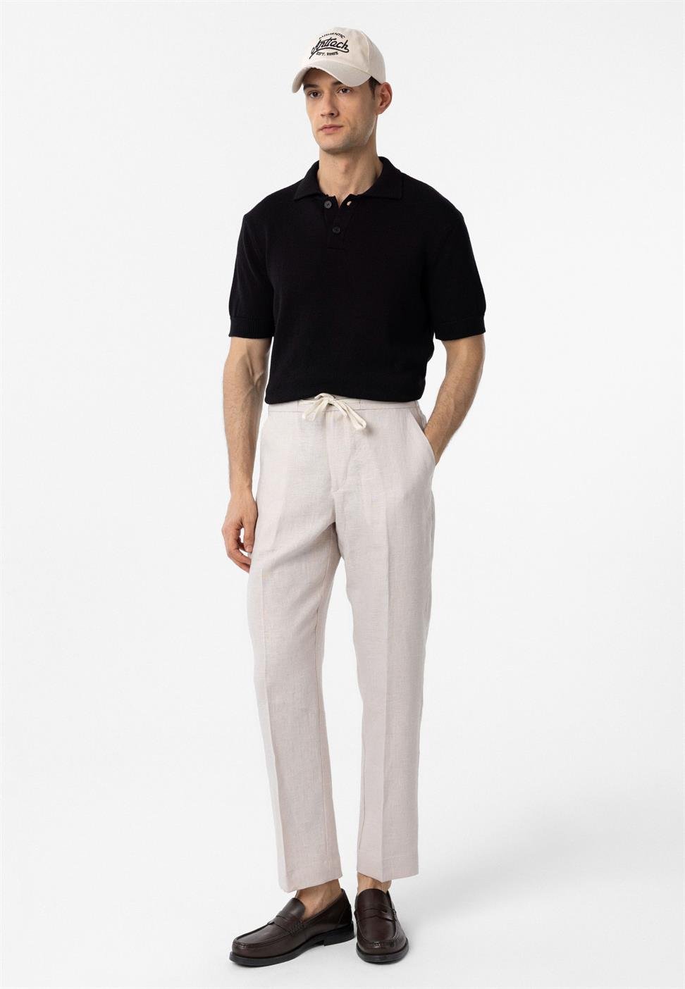 Antioch Siyah 100% Pamuk Polo Yaka Triko T-Shirt