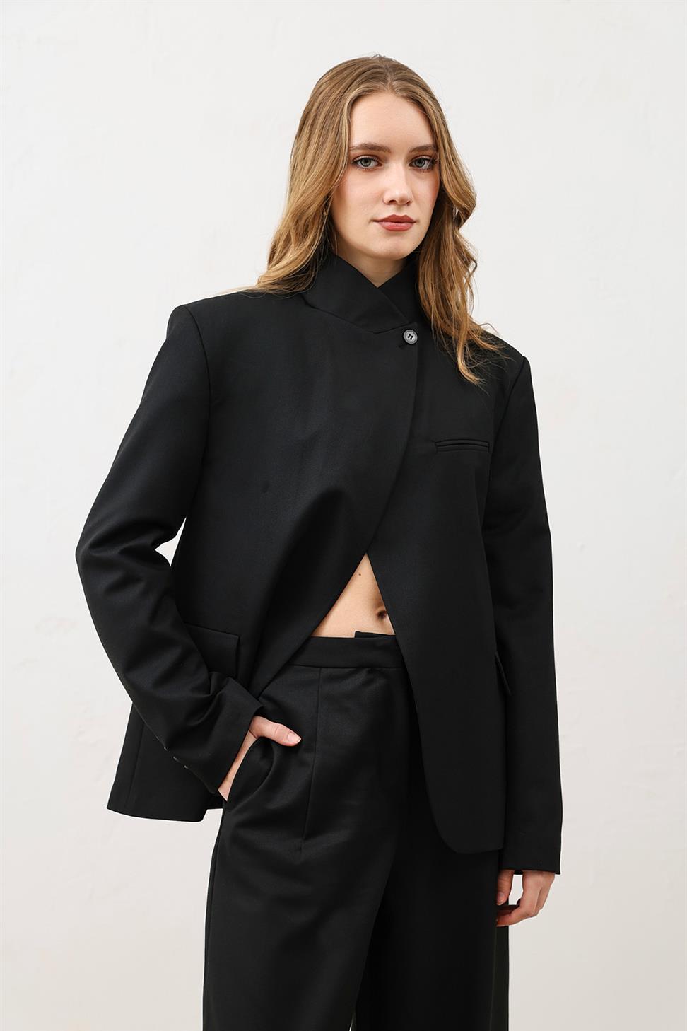 Womens Stand Collar Blazer Jacket