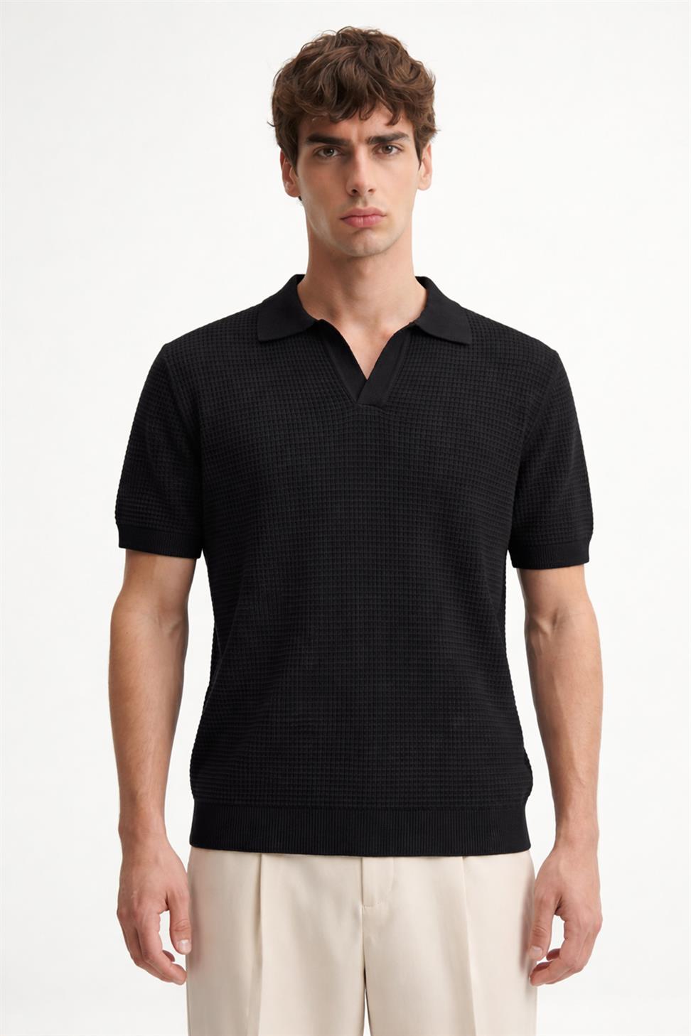 تي شيرت رجالي بياقة بولو مزخرفة