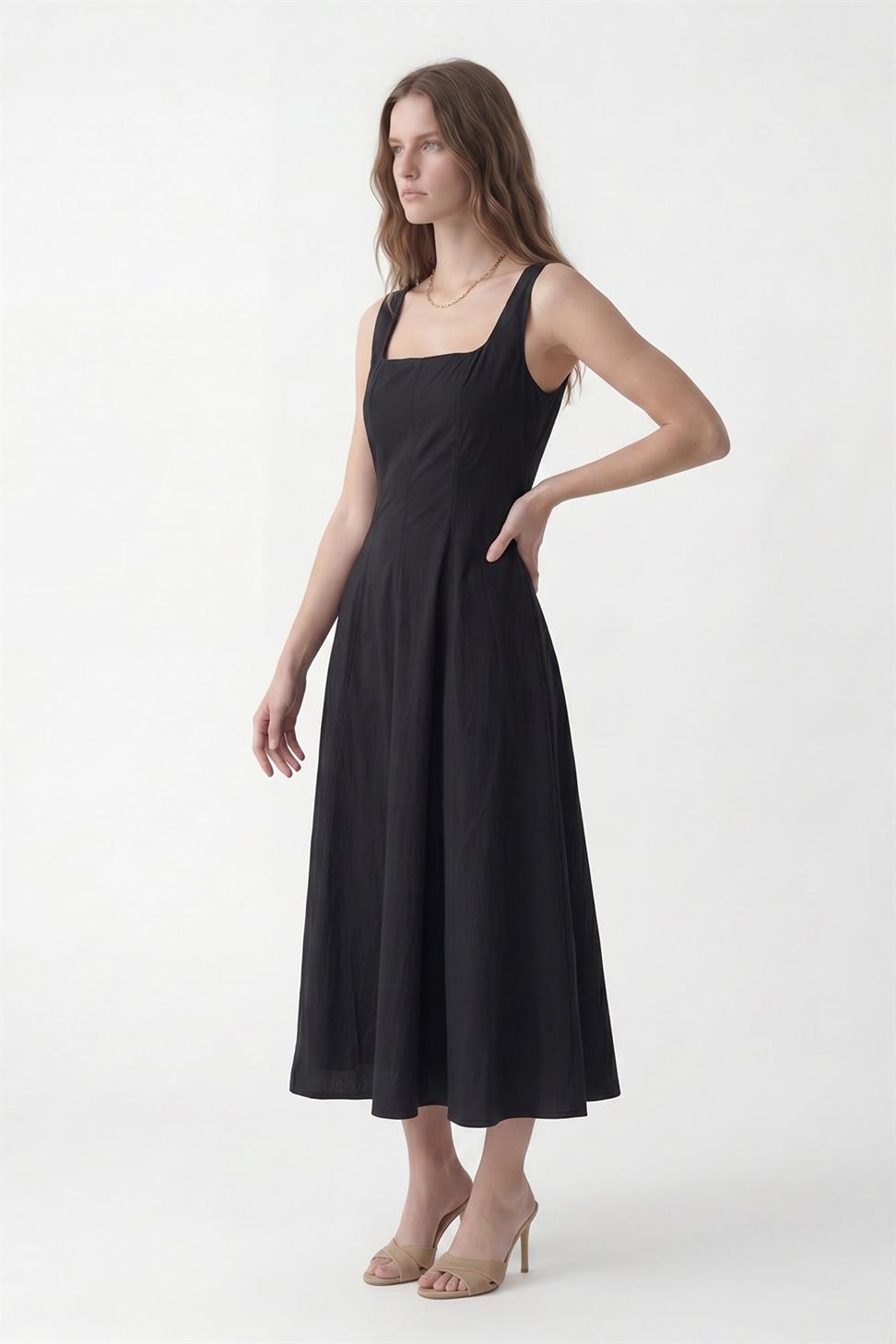 فستان نسائي من البوبلين بأكمام