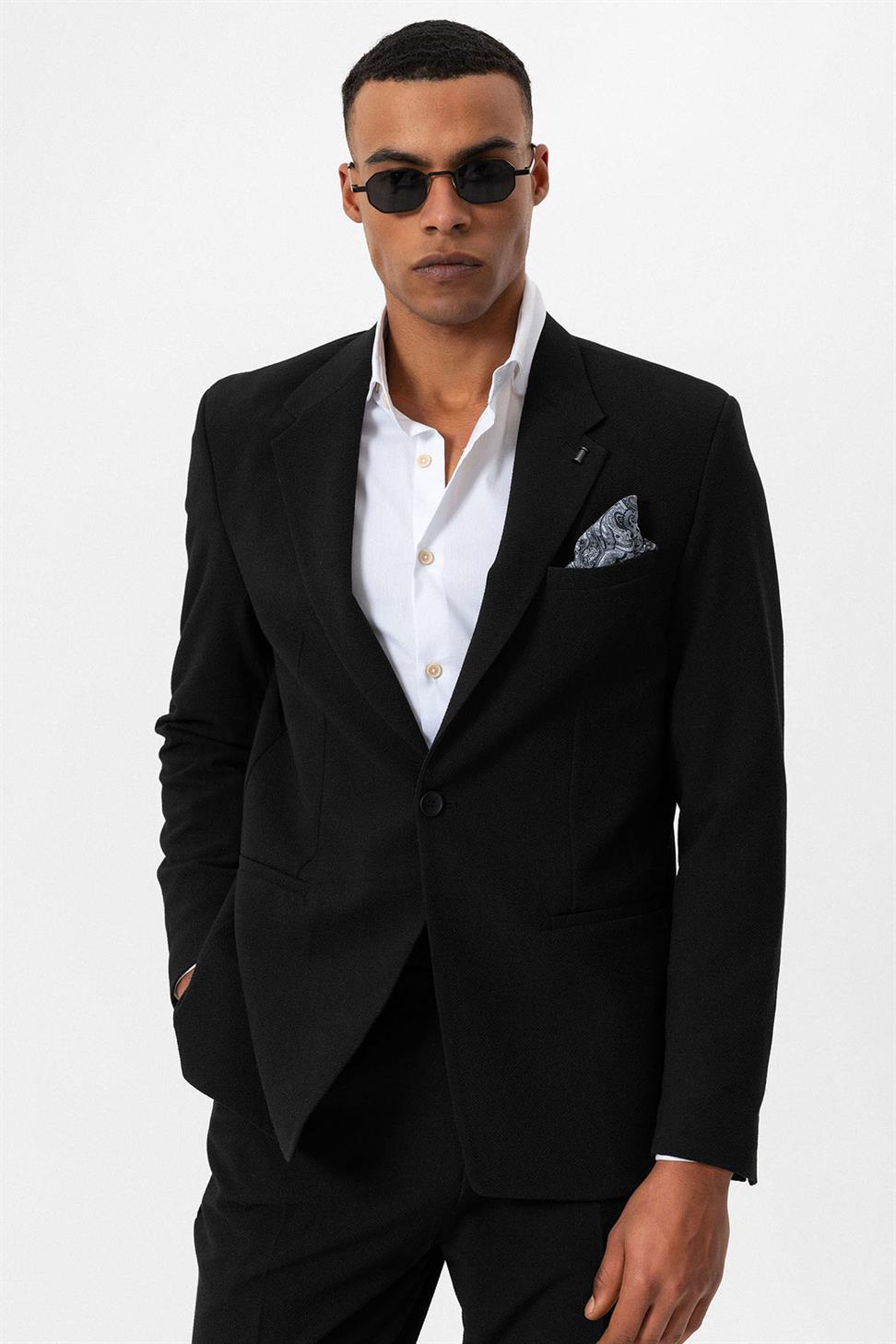 سترة بليزر للرجال غير مبطنة بزر واحد