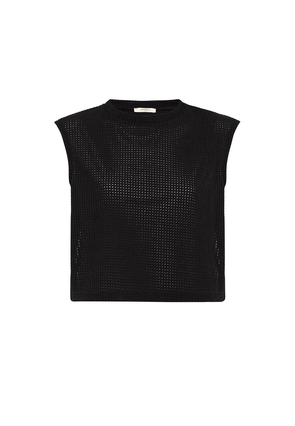 Antioch Siyah Bağcıklı Örgü Dokulu Kadın Top