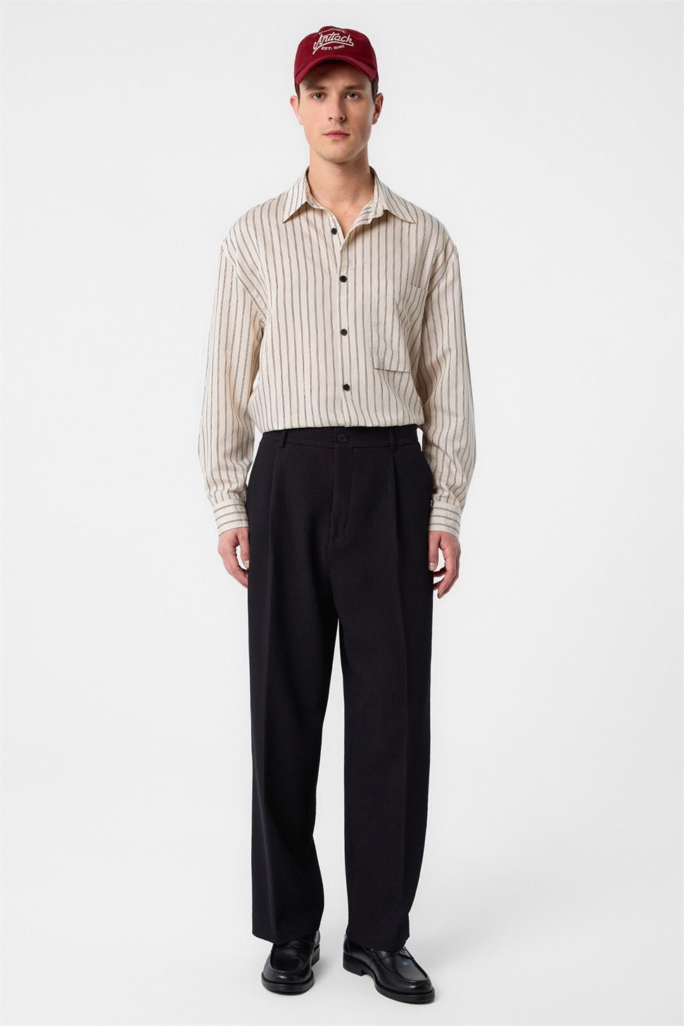 Antioch Siyah Baggy Fitilli Erkek Pantolon