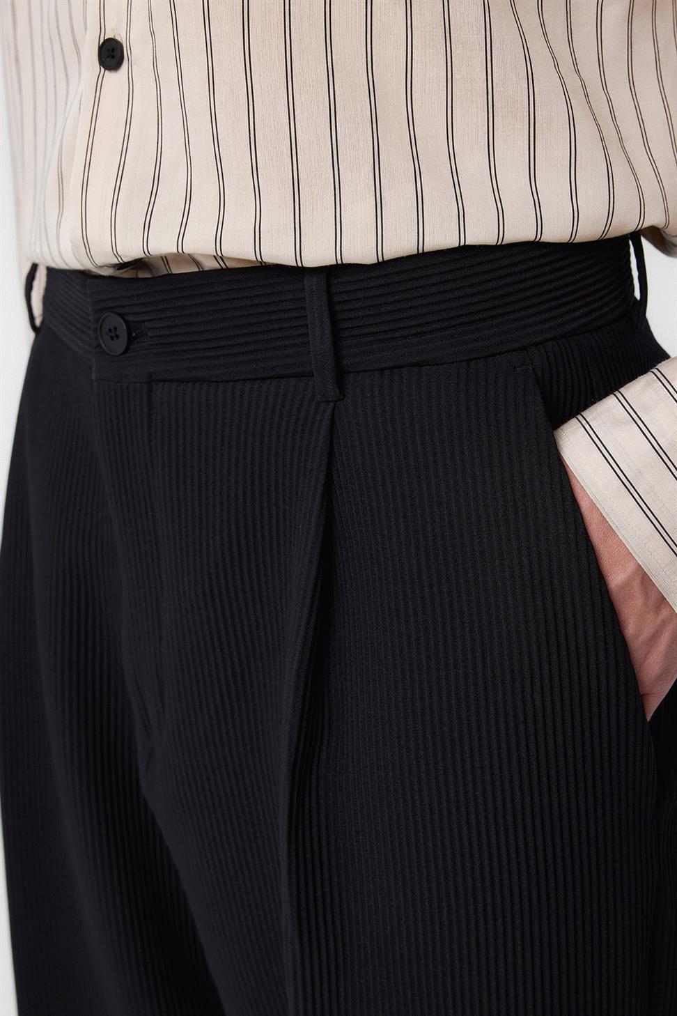 Antioch Siyah Baggy Fitilli Erkek Pantolon