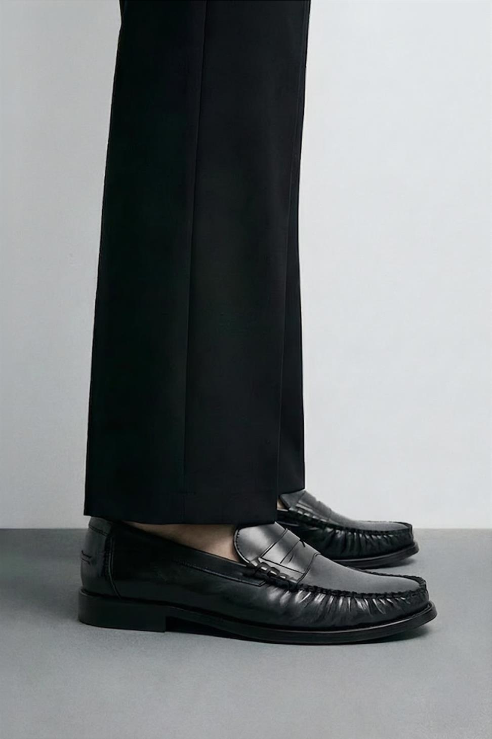 Antioch Siyah Bantlı Deri Makosen