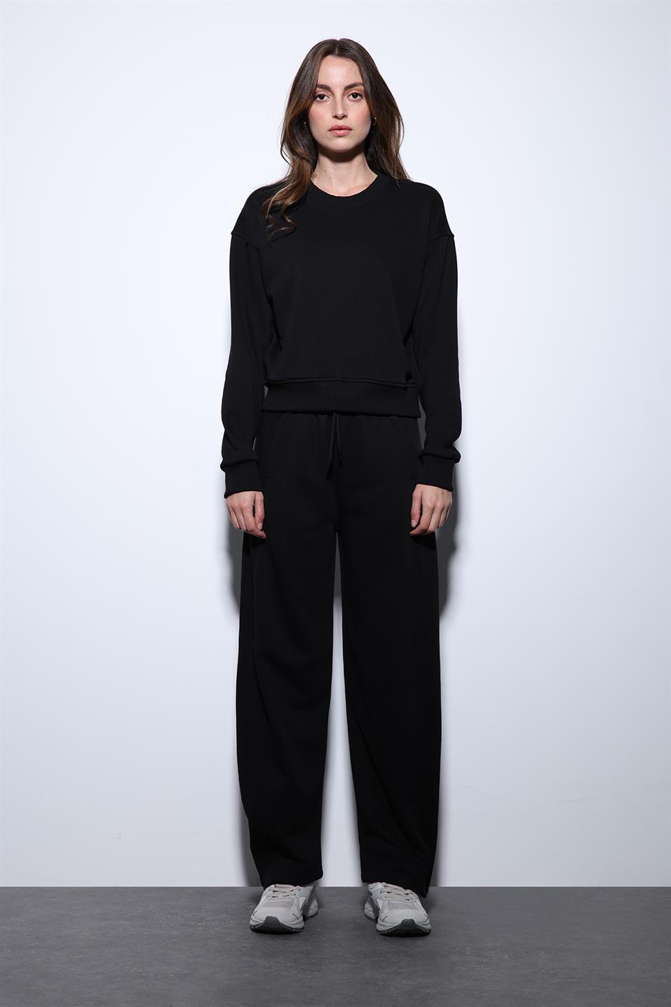 Antioch Siyah Basic Kadın Sweatshirt