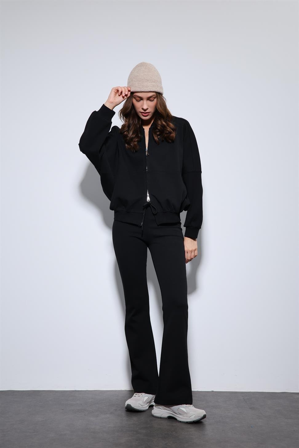 Antioch Siyah Bomber Ceket ve İspanyol Paça Eşofman Takım