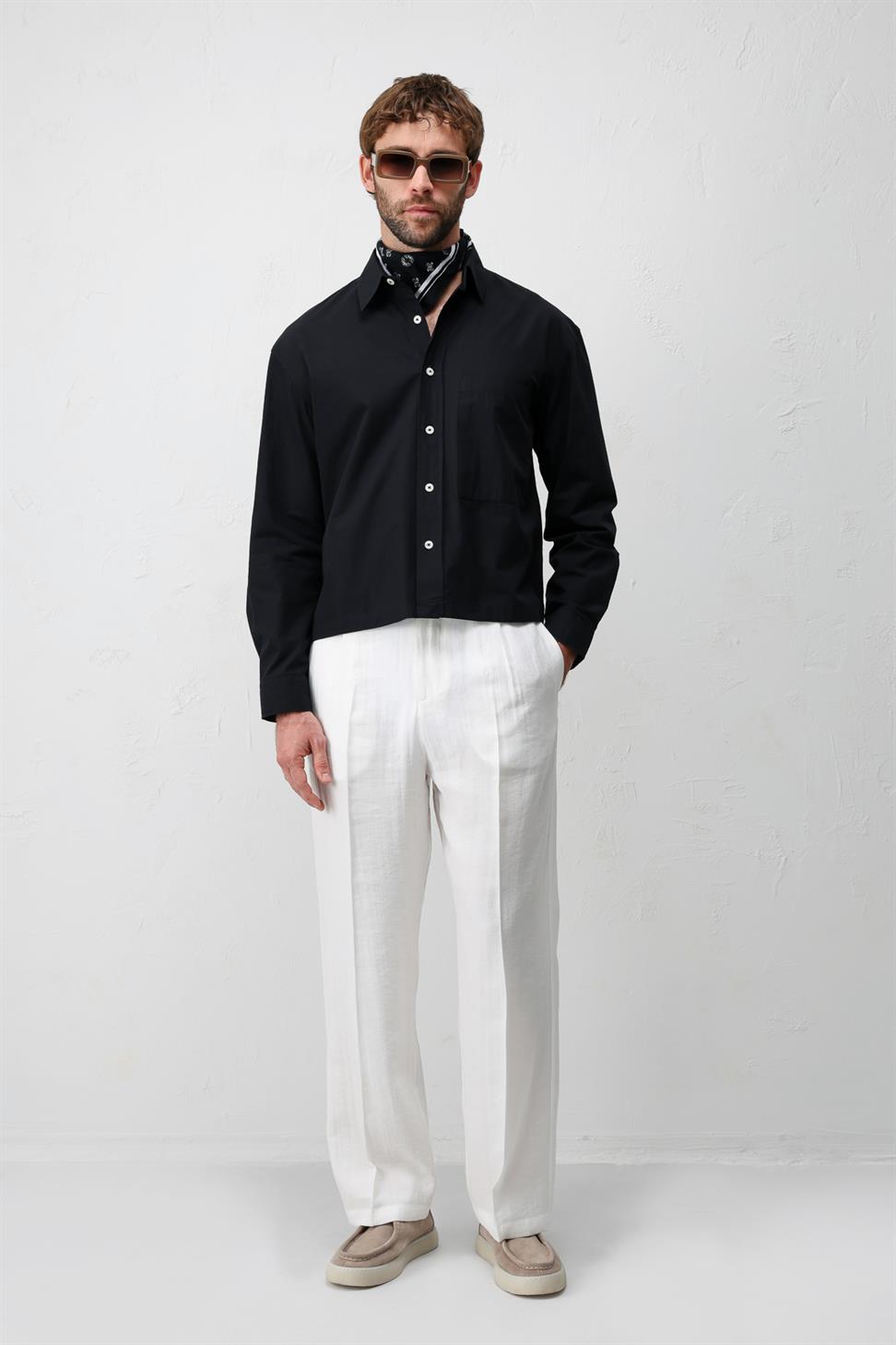 Antioch Siyah Boxy Fit Erkek Gömlek