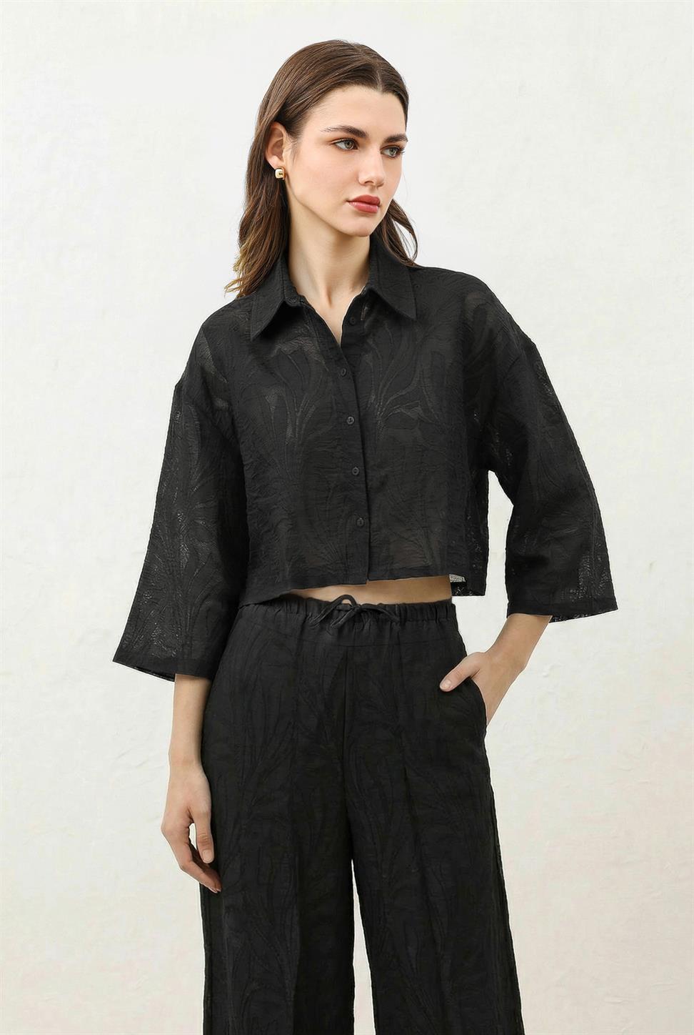 Floral-Print Shirt and Pants Set for Women