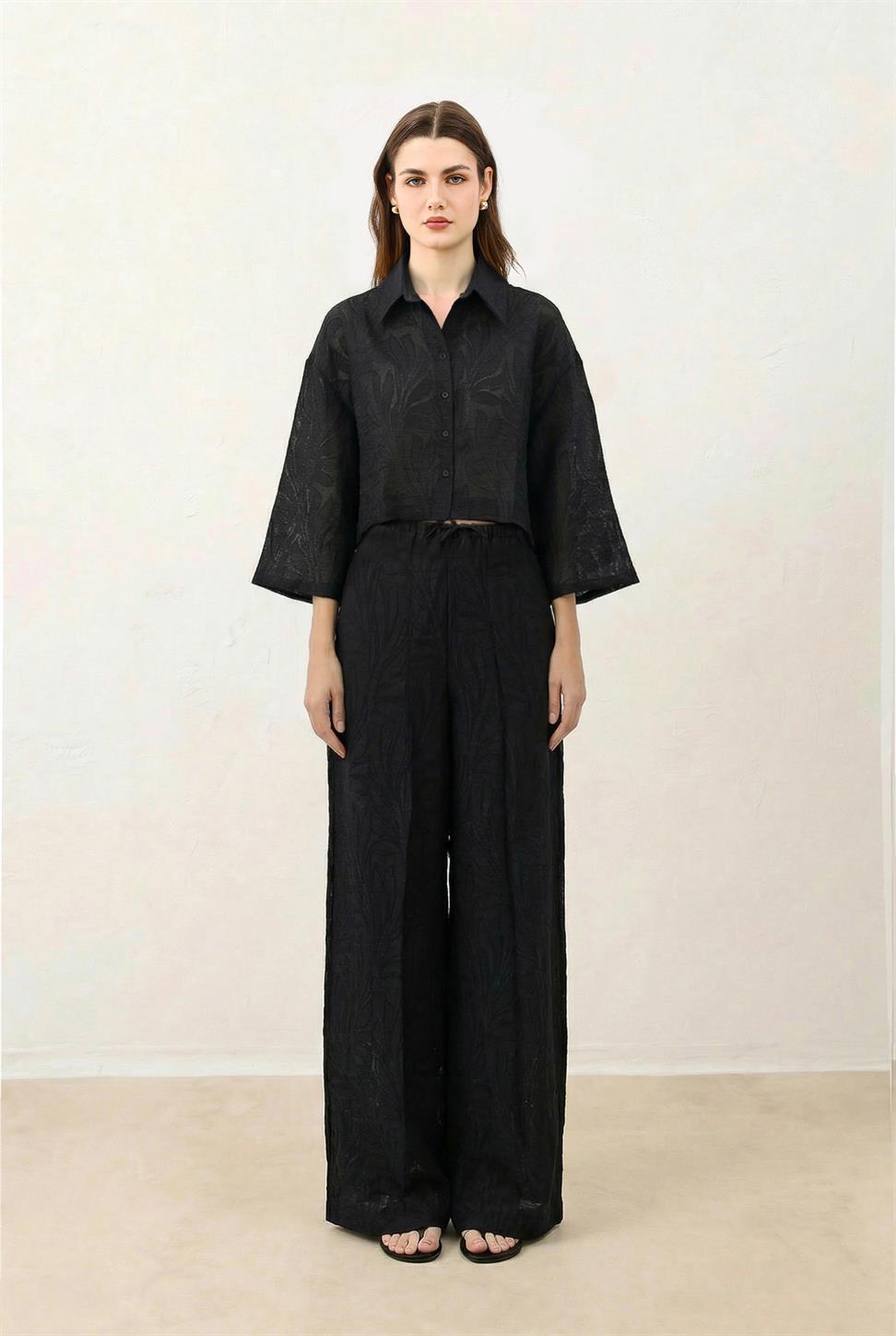 Floral-Print Shirt and Pants Set for Women
