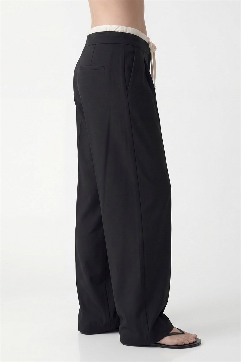 Antioch Siyah Çift Bel Bantlı Kadın Pantolon