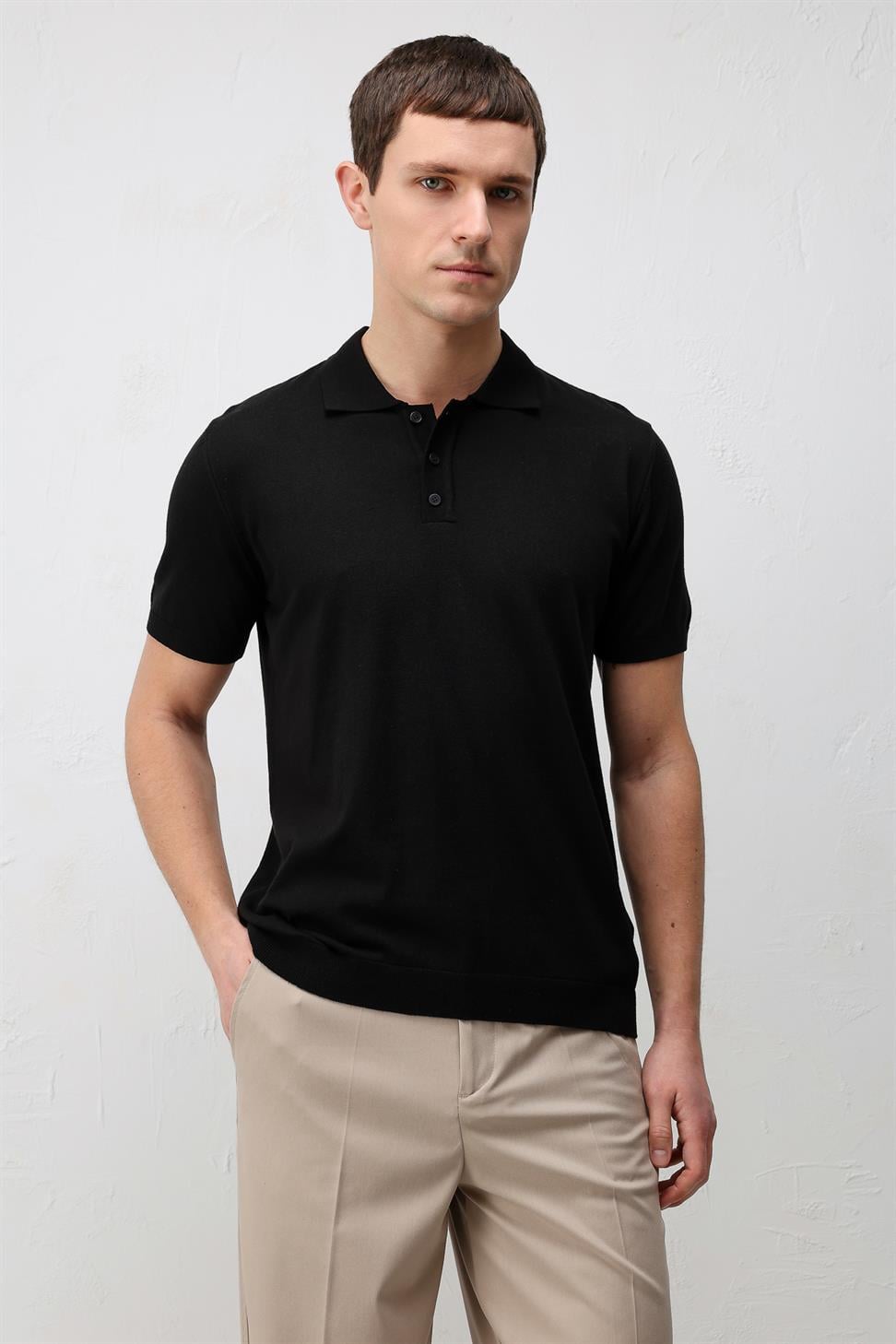 Comfort Slim Polo Neck Mens Knit T-Shirt