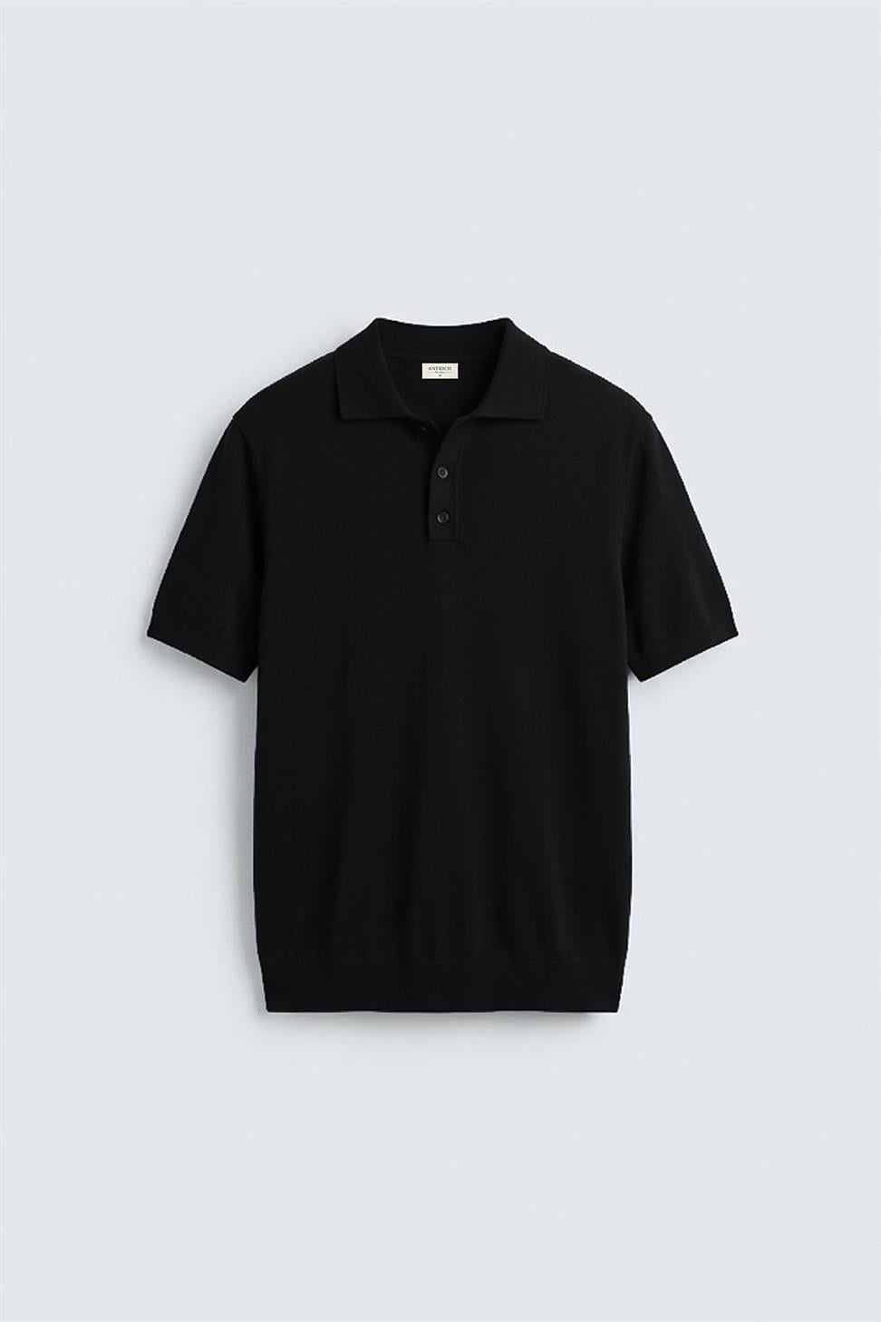 Antioch Siyah Comfort Slim Polo Yaka Erkek Triko T-Shirt