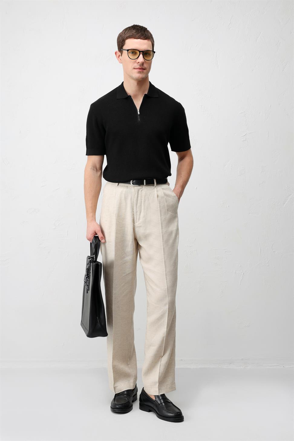 Comfort Slim Zippered Mens Knit T-Shirt