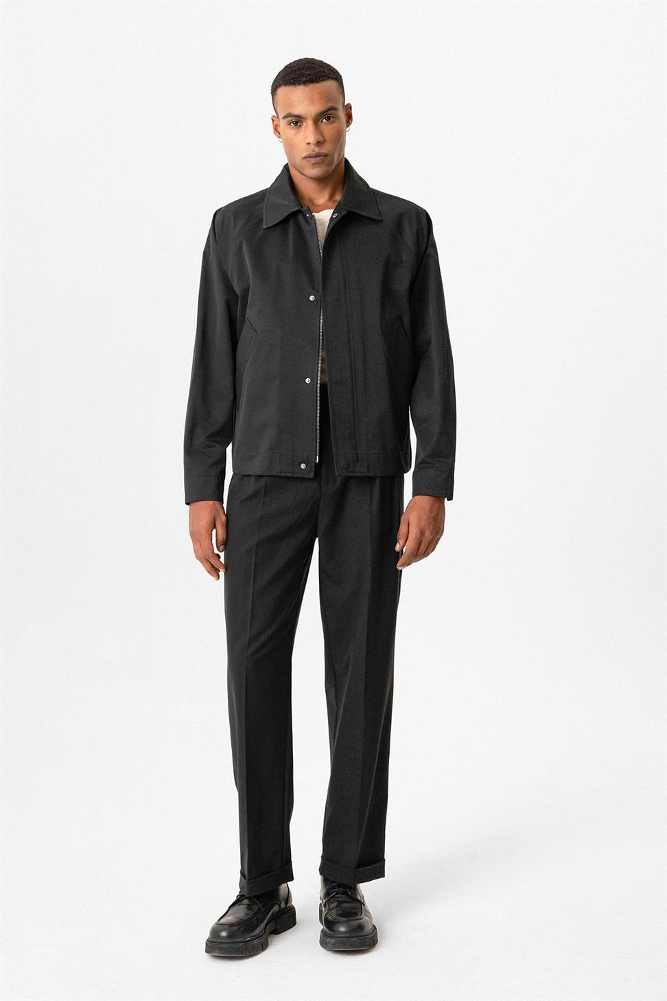 Antioch Siyah Crop Fit Baharlık Erkek Mont