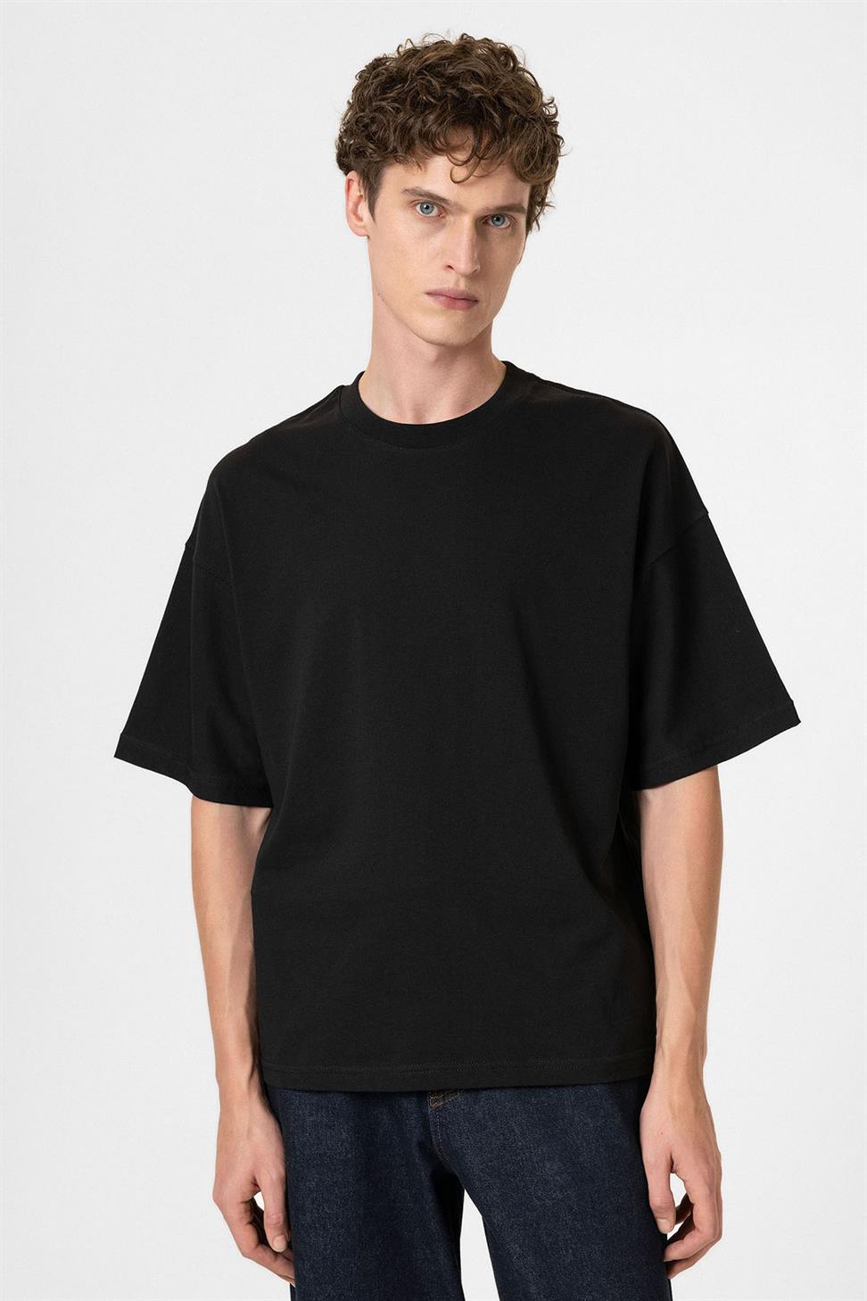 Antioch Siyah Crop Fit Erkek T-Shirt