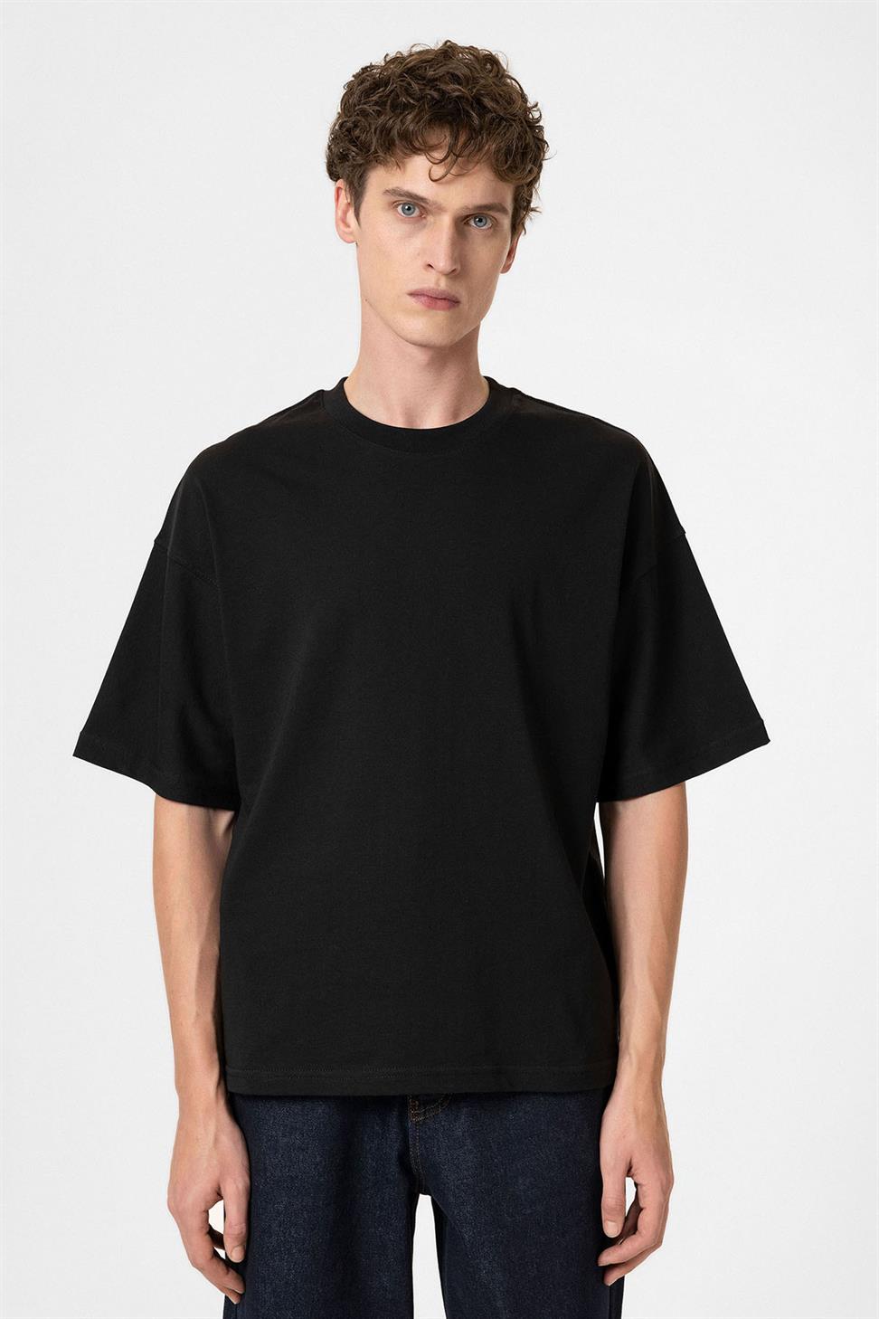 Antioch Siyah Crop Fit Erkek T-Shirt