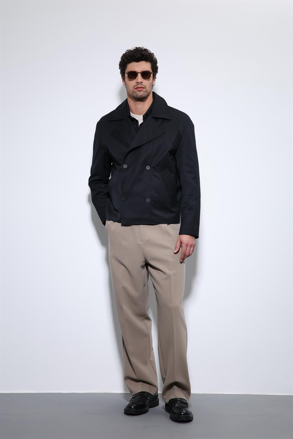 Antioch Siyah Crop Fit Erkek Trençkot