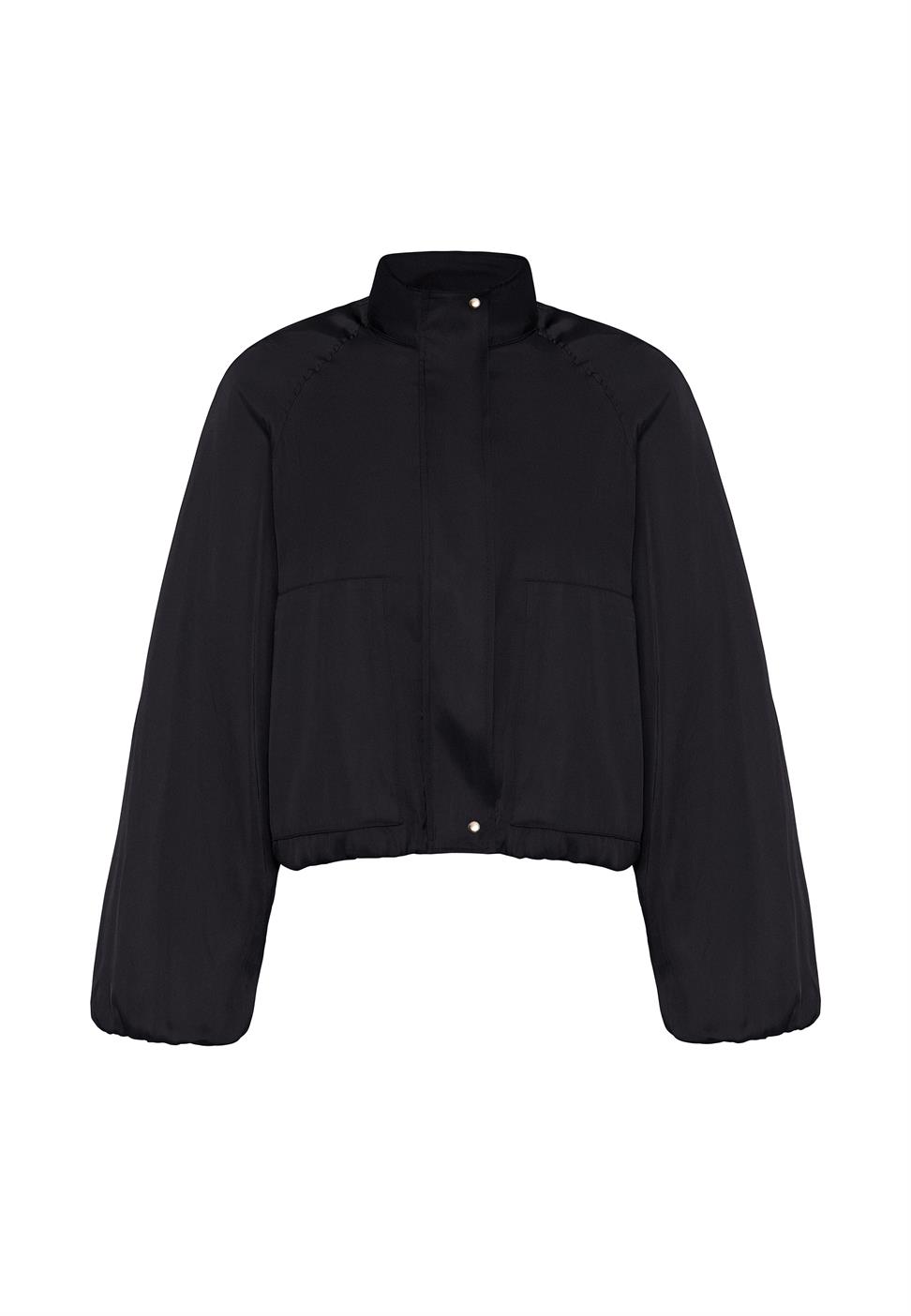 سترة بومبر نسائية ضيقة بياقة قائمة