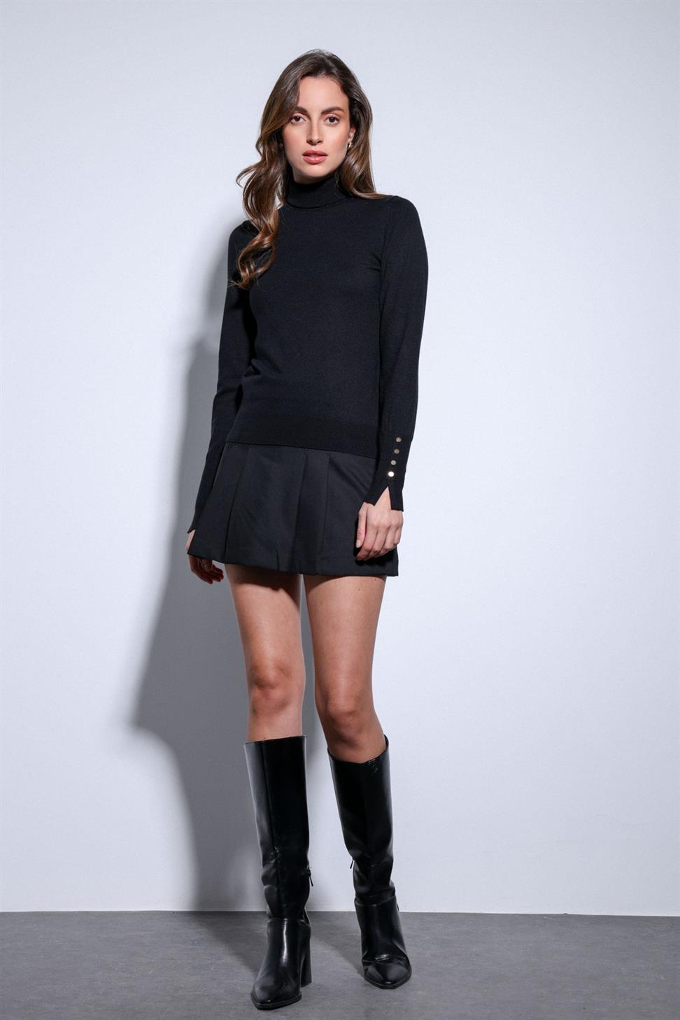 Antioch Siyah Dik Yaka Triko Kazak