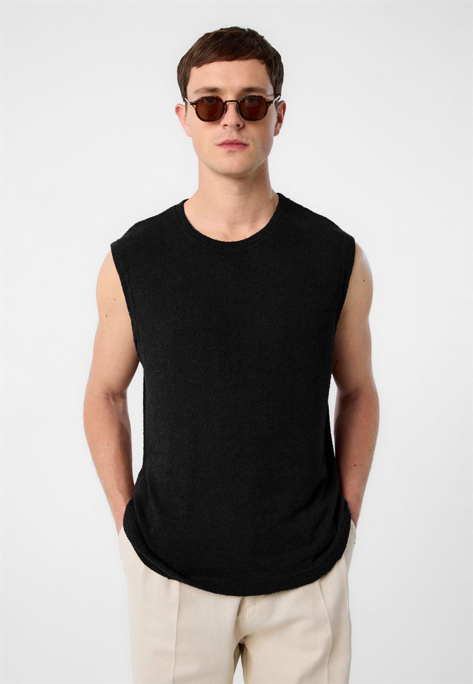 Antioch Siyah Dokulu Erkek Kolsuz T-Shirt