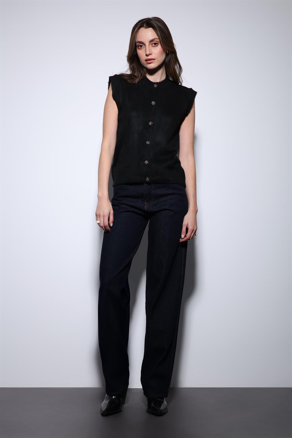 Antioch Siyah Dokulu Kadın Triko Yelek