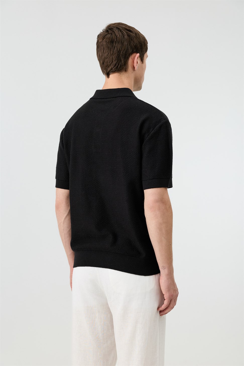 Antioch Siyah Dokulu Polo Yaka Triko Erkek T-Shirt