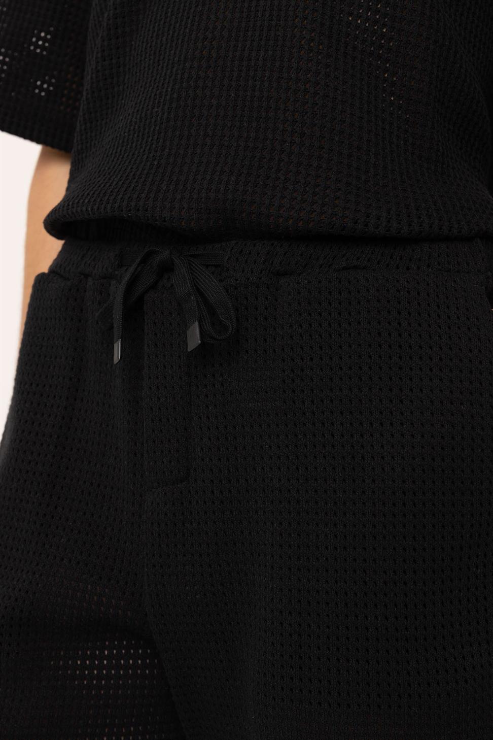 Antioch Siyah Dokulu Relaxed Erkek Şort