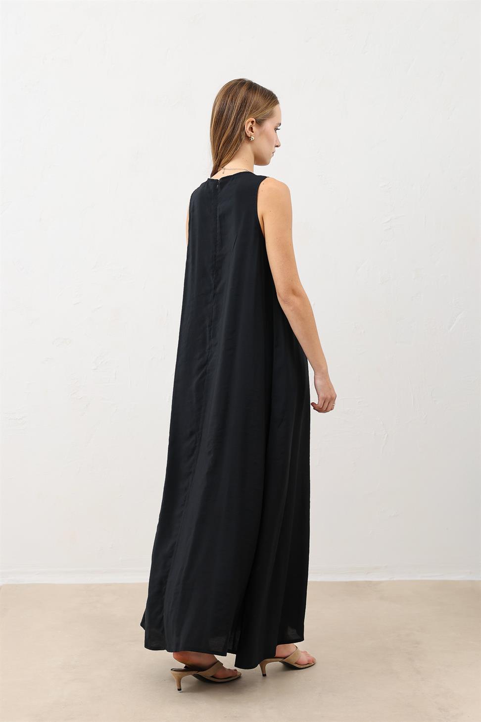 فستان ميدي برقبة حبال ملفوفة