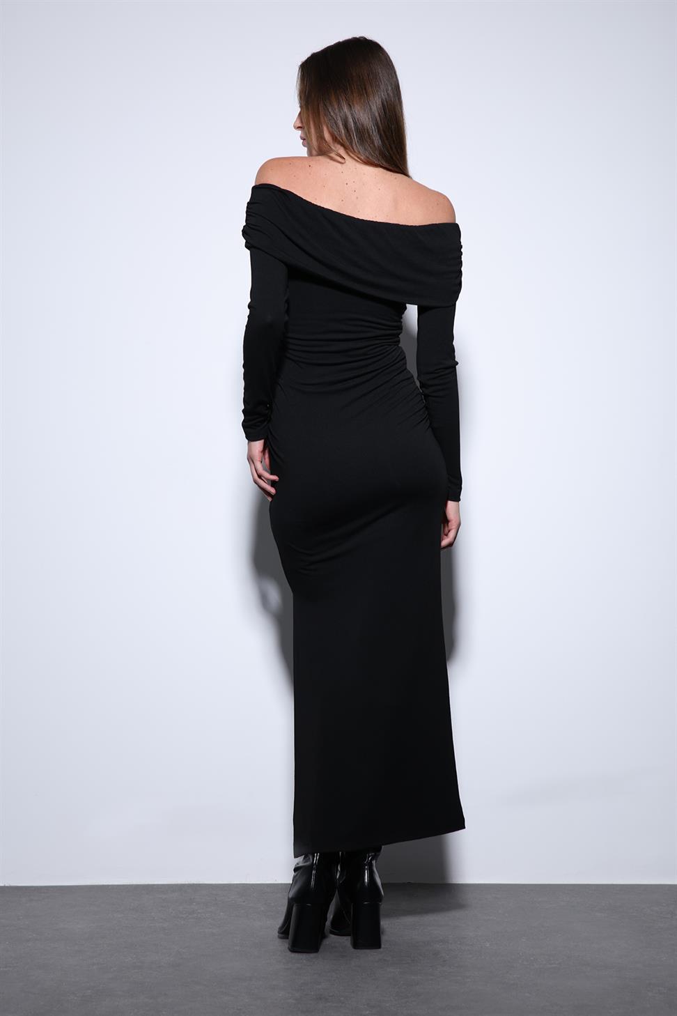 Antioch Siyah Drape Detaylı Aksesuarlı Elbise