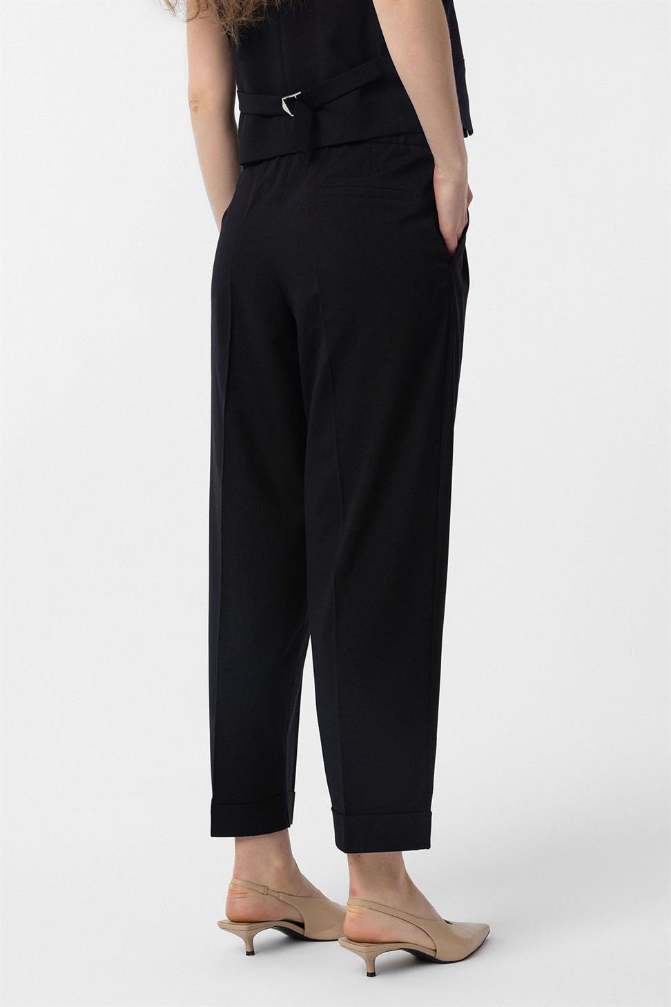 Antioch Siyah Duble Paça Pensli Kadın Pantolon