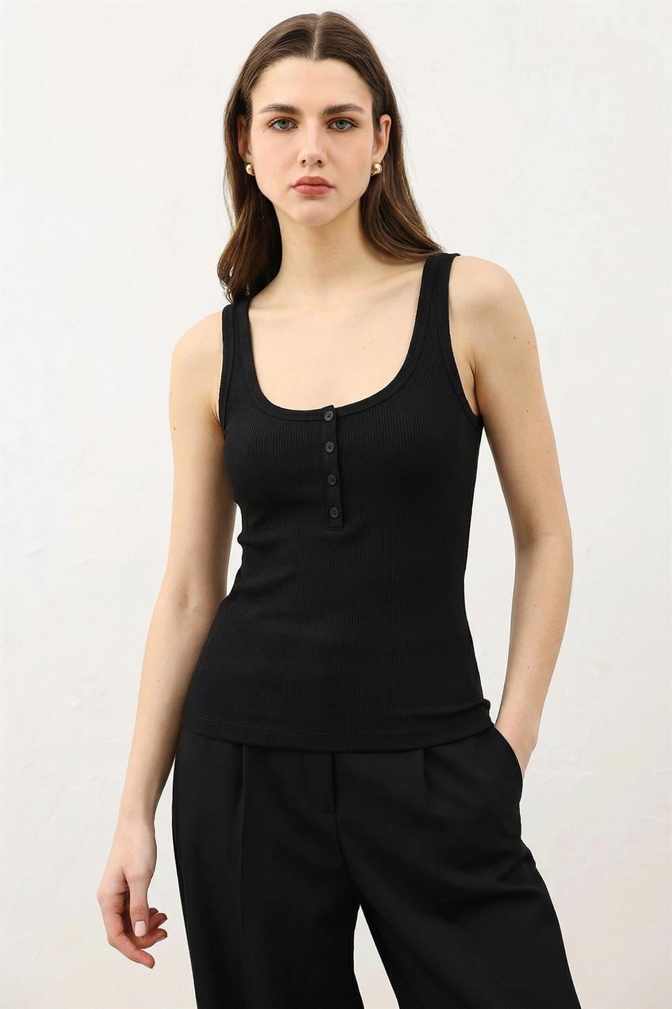 Womens T-Shirt with Button Detail