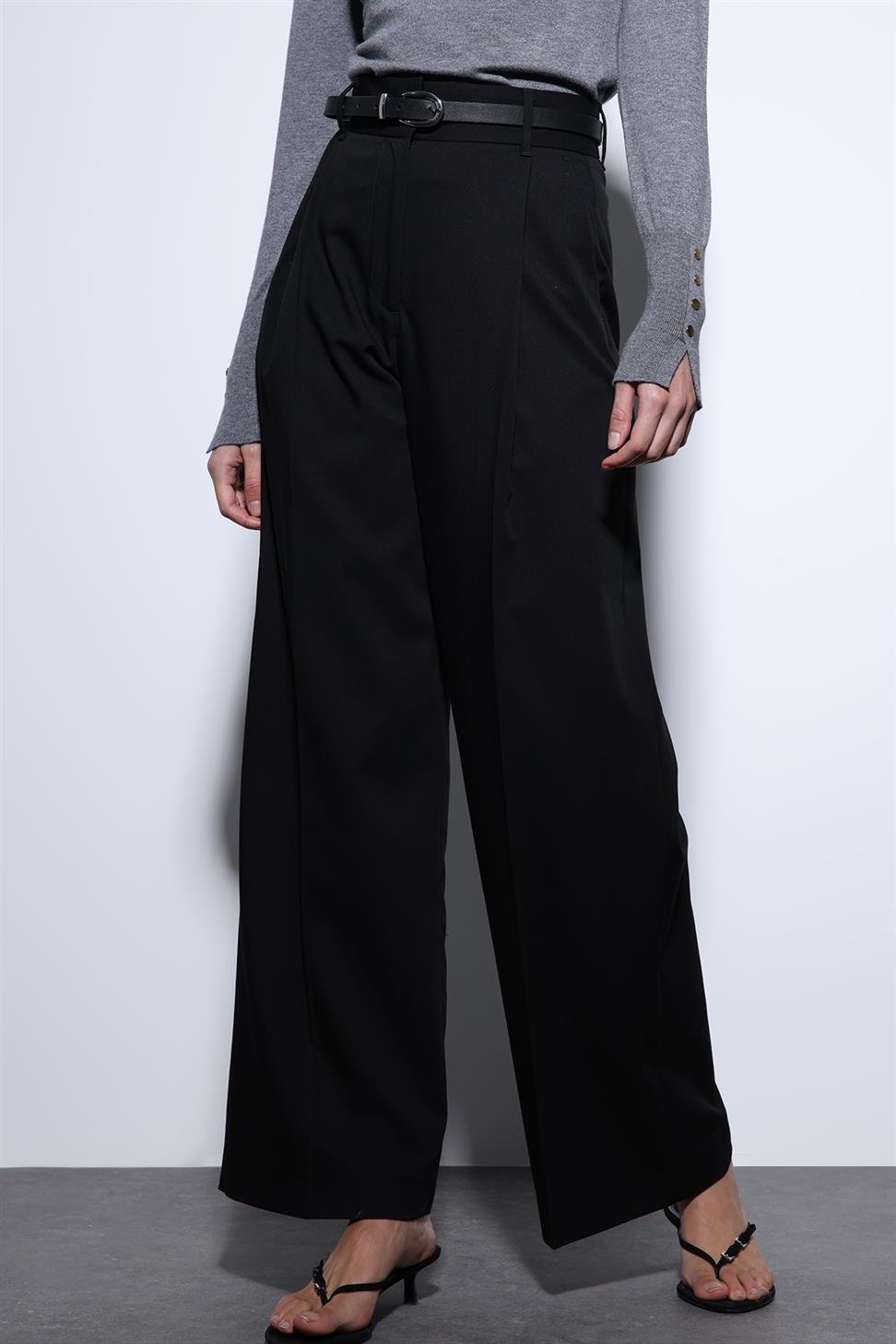 Antioch Siyah Geniş Paça Kadın Pantolon