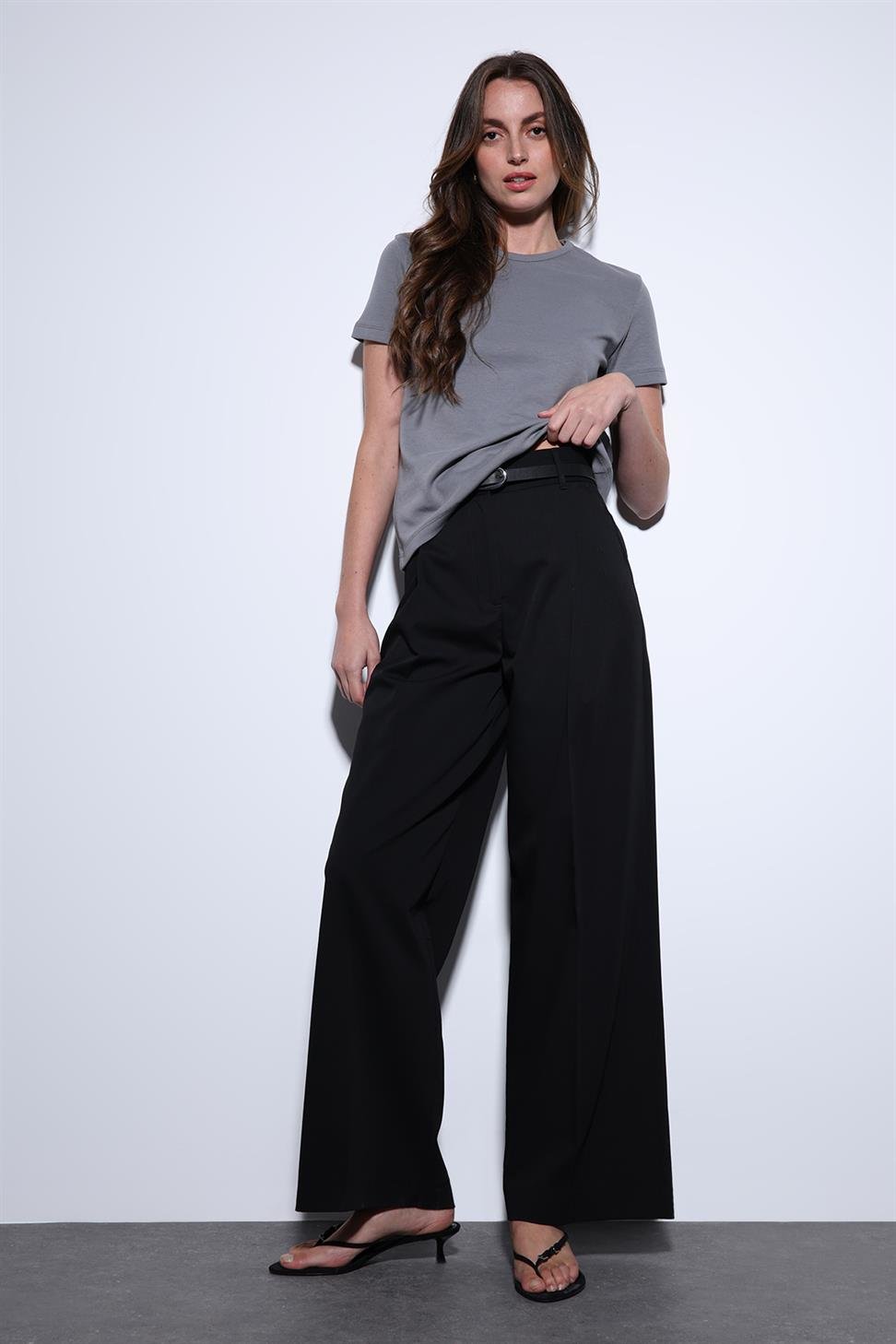 Antioch Siyah Geniş Paça Kadın Pantolon
