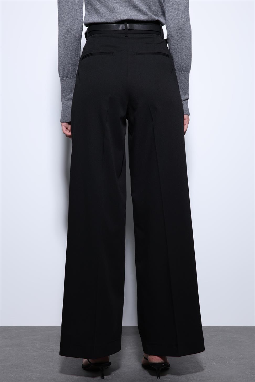 Antioch Siyah Geniş Paça Kadın Pantolon