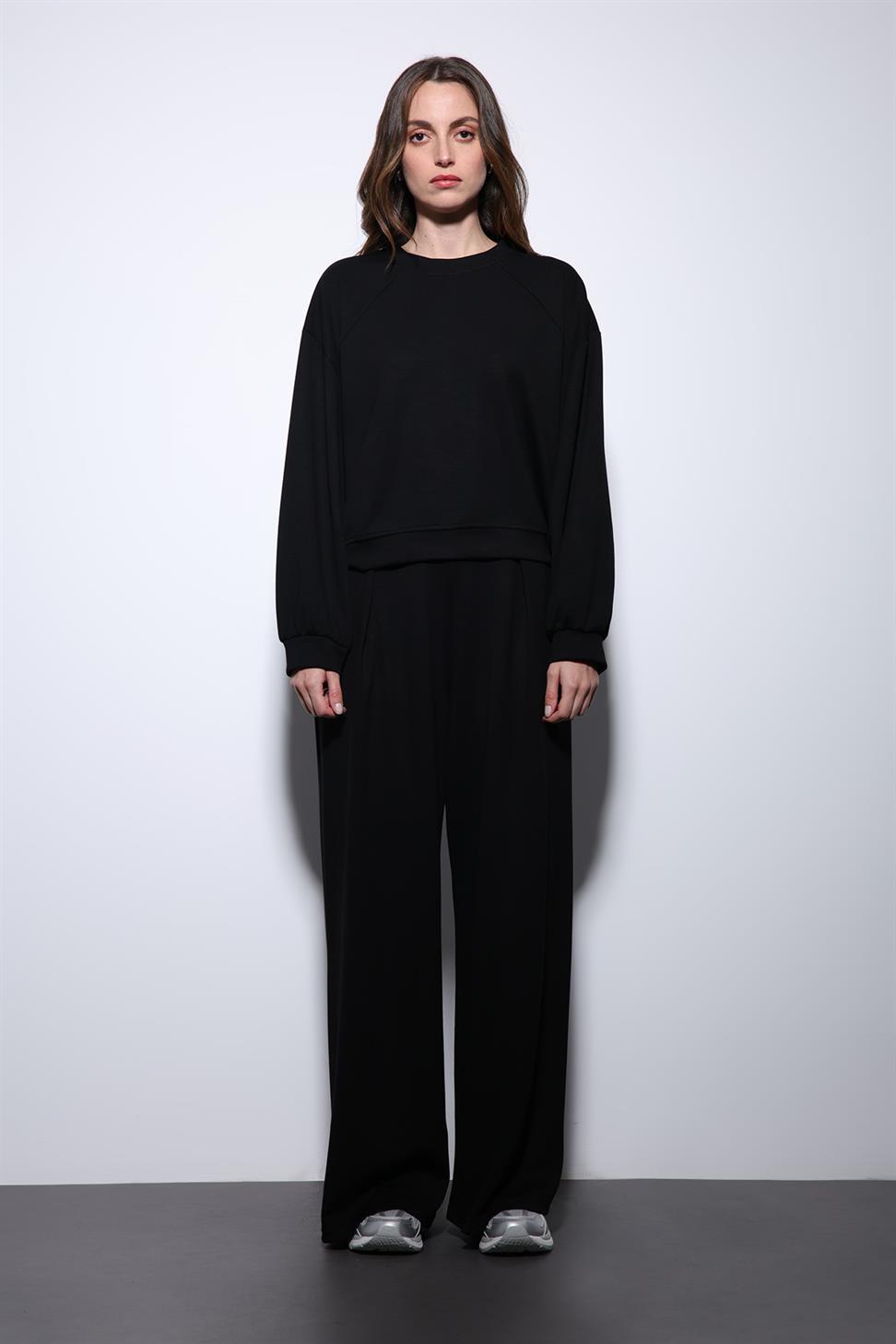 Antioch Siyah Geniş Paça Relaxed Kadın Takım