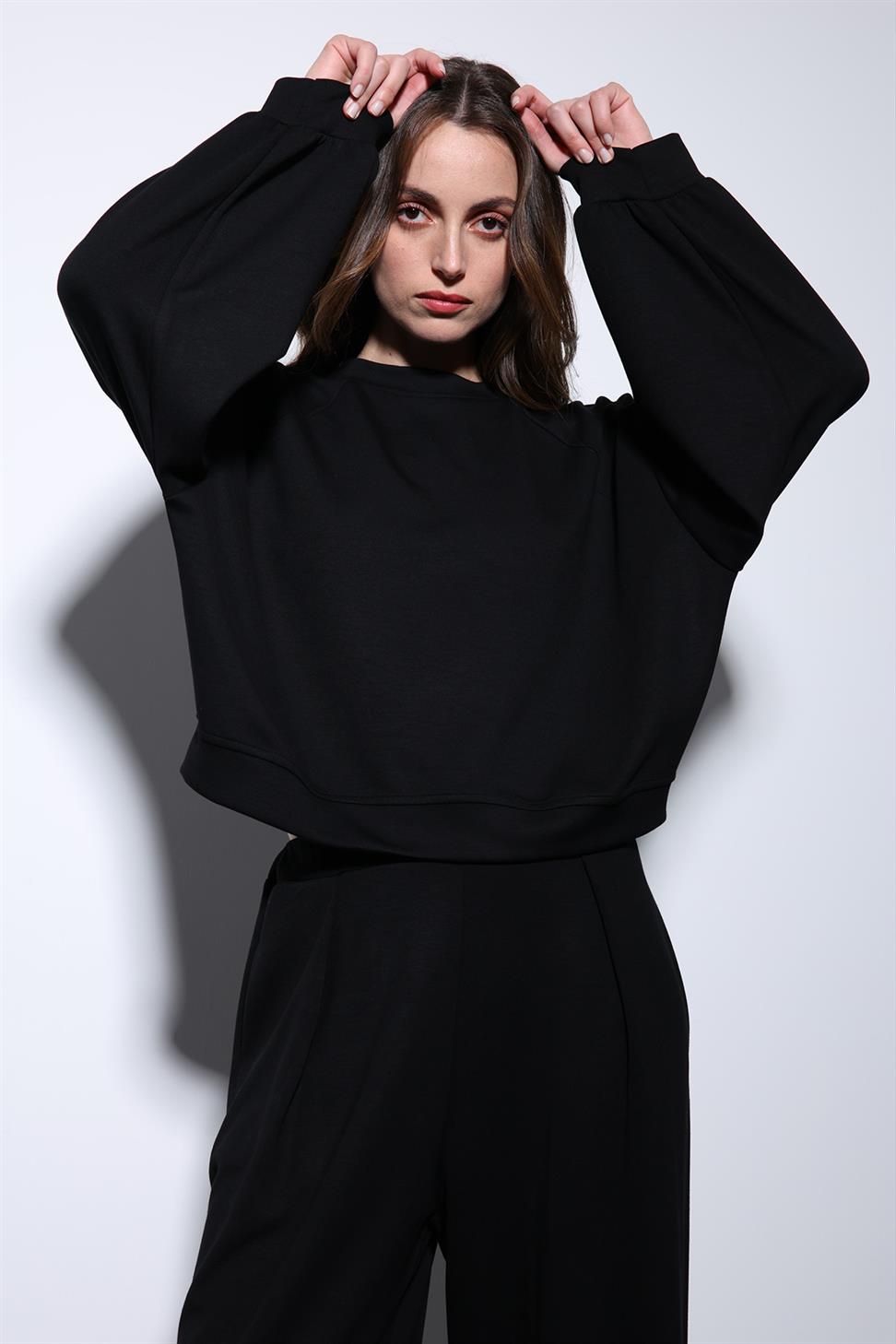 Antioch Siyah Geniş Paça Relaxed Kadın Takım