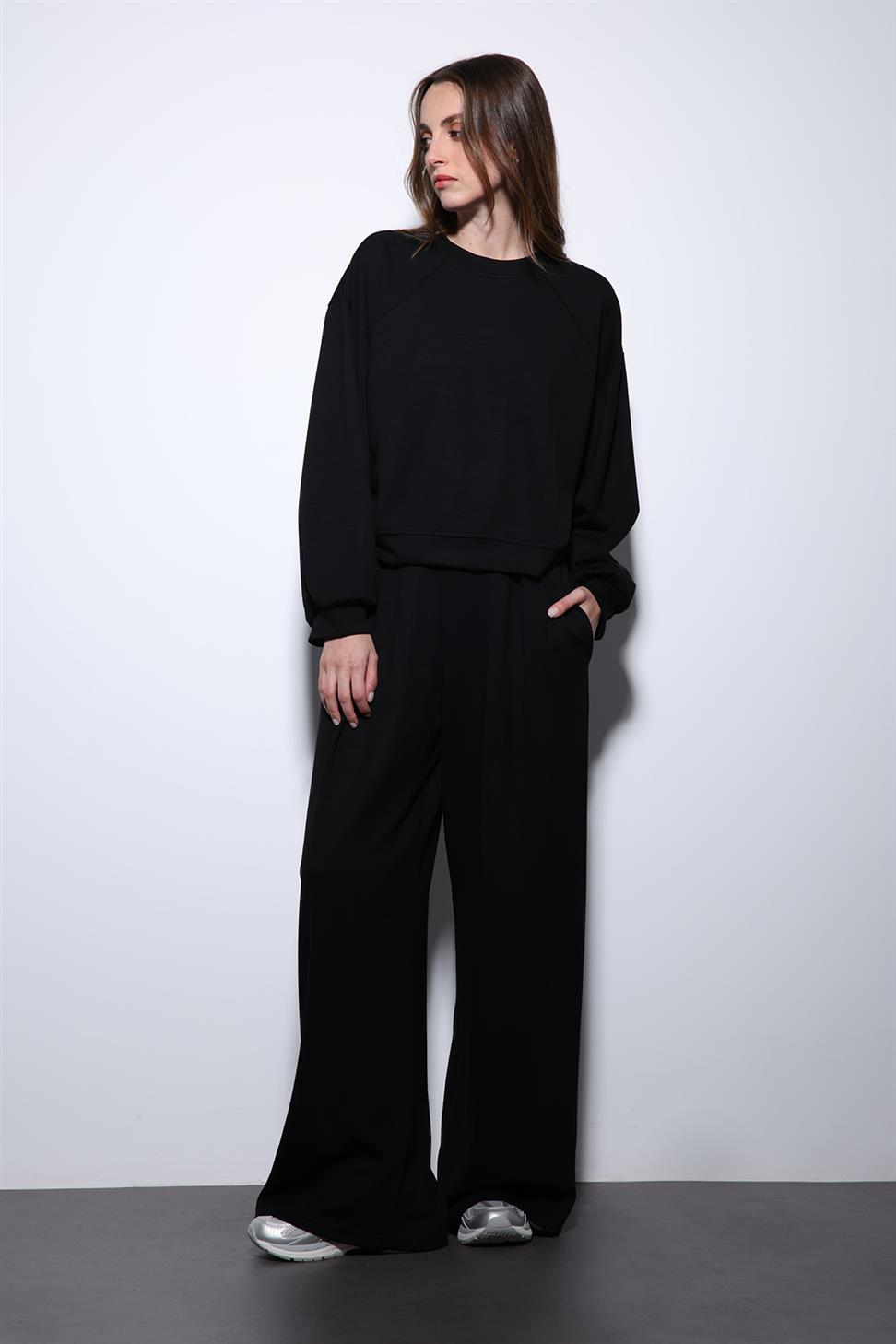 Antioch Siyah Geniş Paça Relaxed Kadın Takım