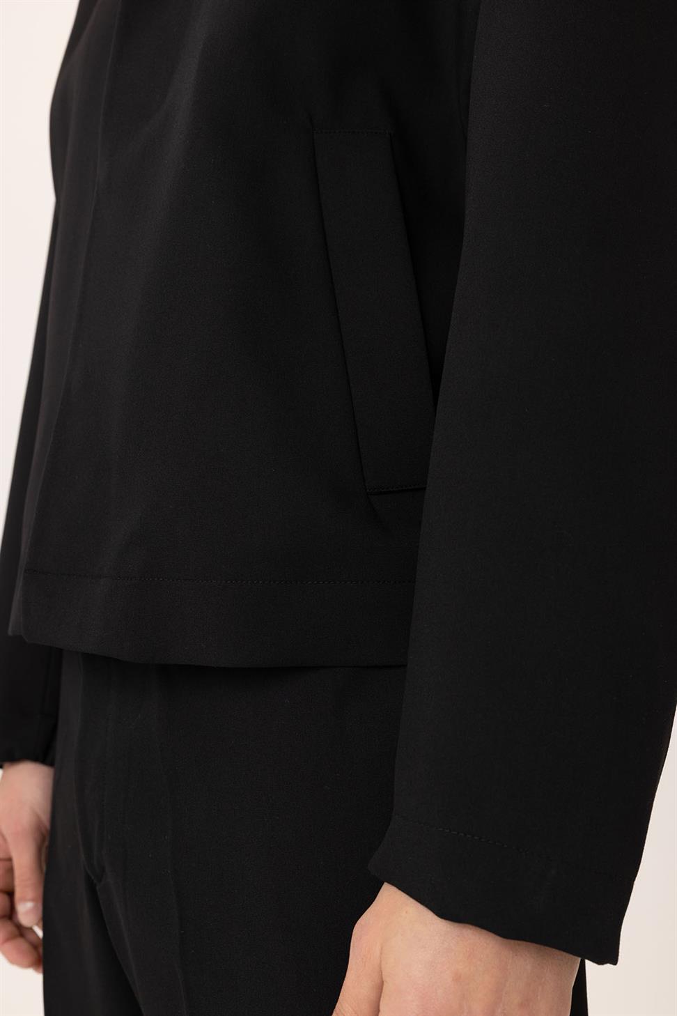 Antioch Siyah Gizli Düğme Mevsimlik Relax Fit Erkek Mont