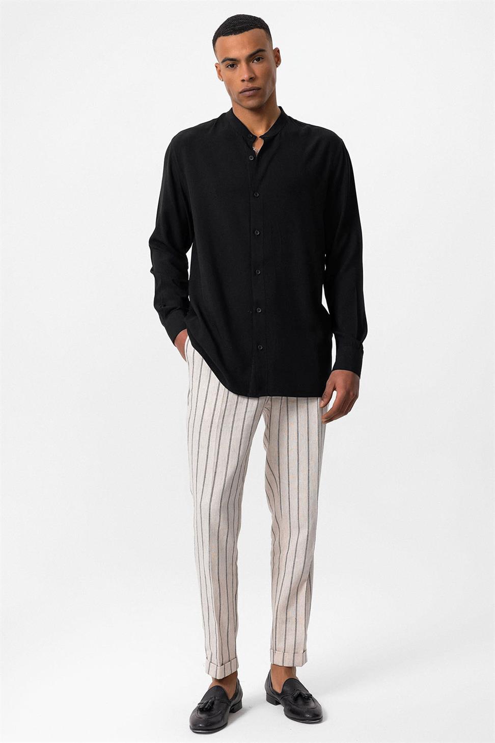 قميص رجالي بياقة القاضي بياقة عادية