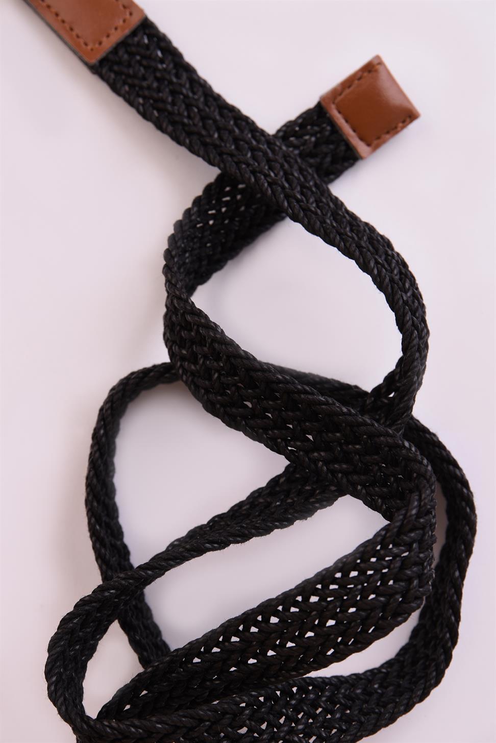 Antioch Siyah İnce Örme Erkek Kemer