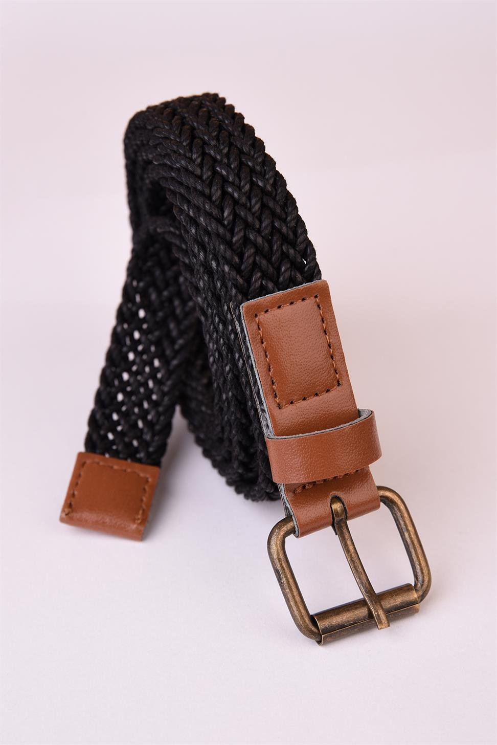 Antioch Siyah İnce Örme Erkek Kemer