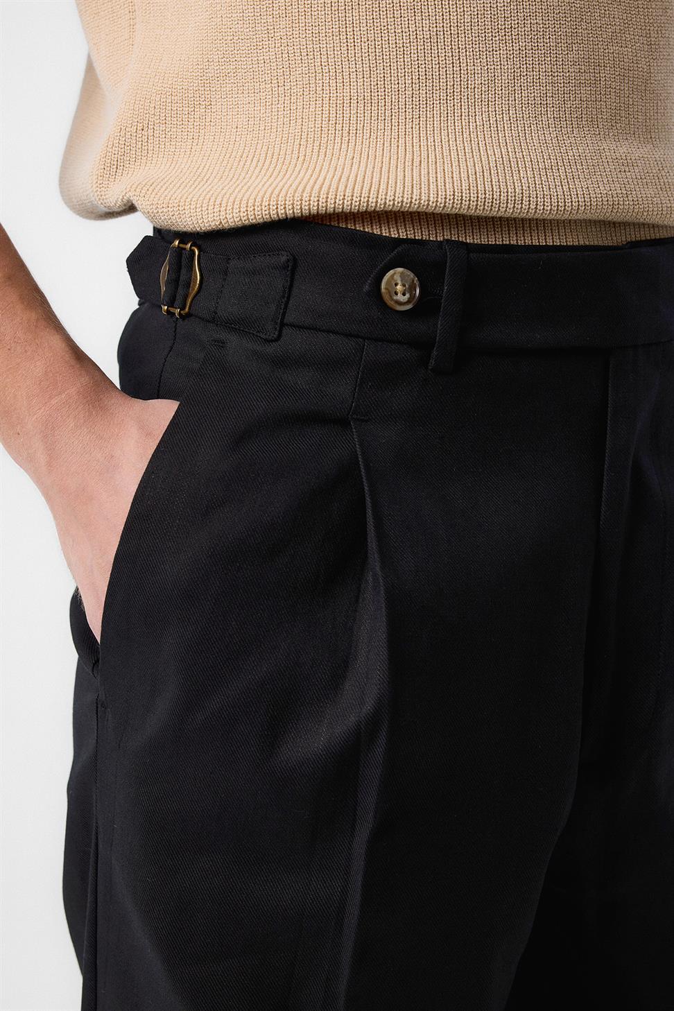 Antioch Siyah İtalyan Kesim Yüksek Bel Erkek Pantolon