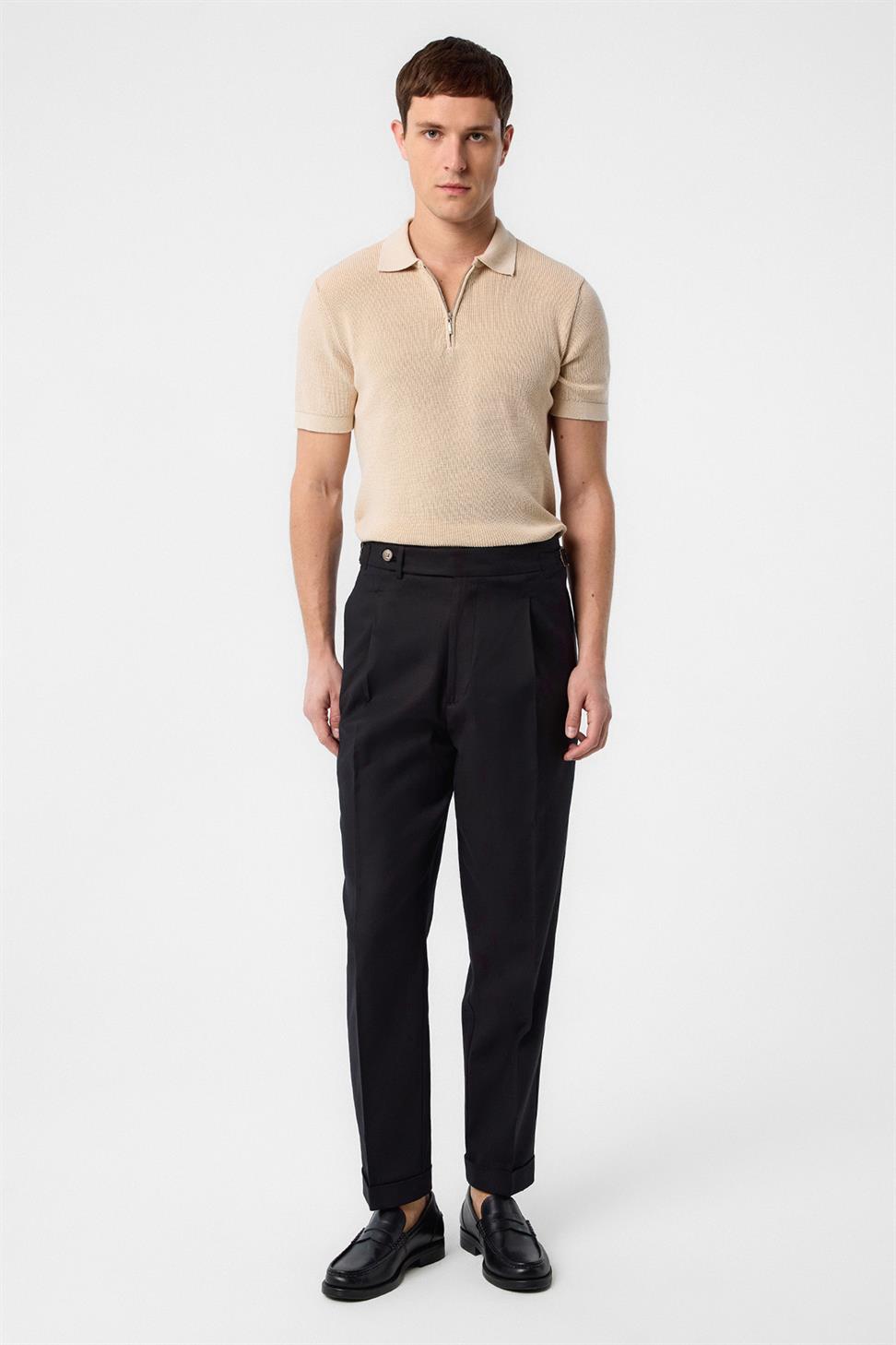Antioch Siyah İtalyan Kesim Yüksek Bel Erkek Pantolon