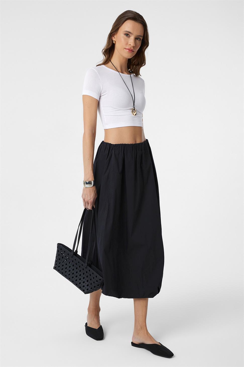 Antioch Siyah Kadın Balon Midi Etek